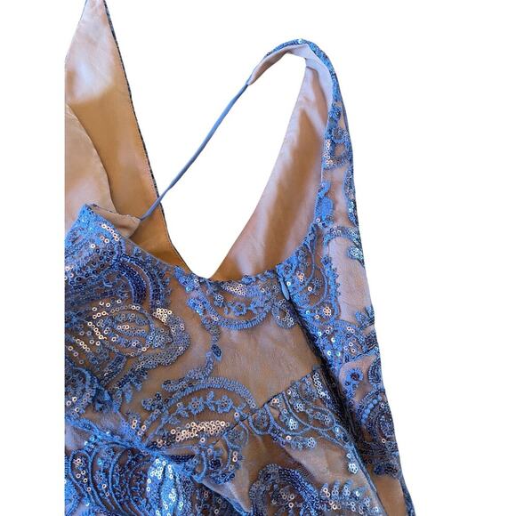 Free People New with Tags Night Shimmer Sequin Lace Mini Dress Size 12 0606O - Picture 9 of 11